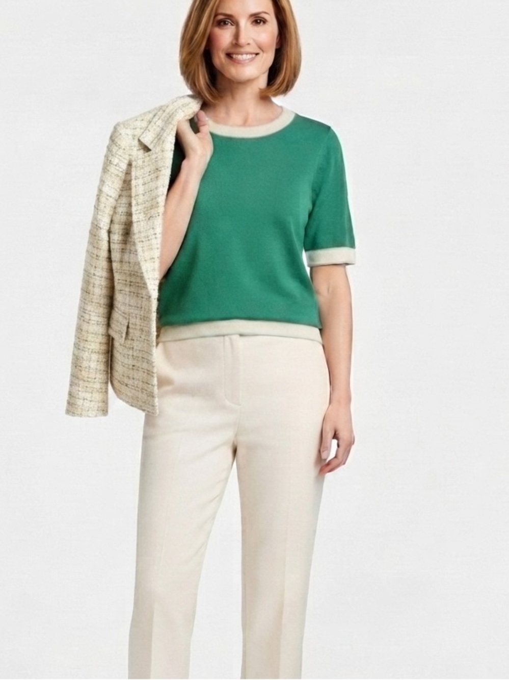 NWT Talbots Kelly Green & Contrast Trim Pullover – Plus 2X